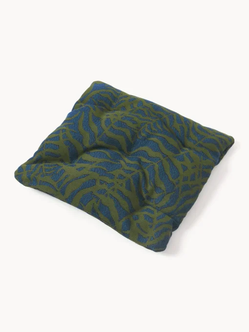 Mantas|Cojines Para Sillas>Westwing Collection Cojín de asiento para exterior estampado jacquard Ortun Verde oscuro, azul oscuro