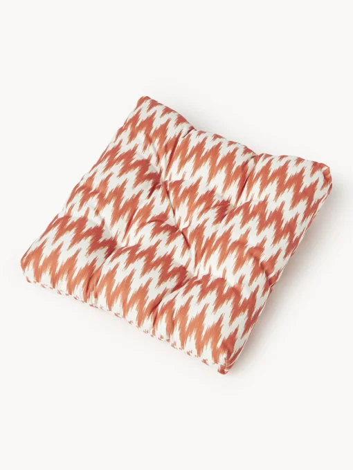 Cojines Para Sillas|Cojines Para Sillas De Jardín>Westwing Collection Cojín de asiento para exterior con estampado ikat Maillot Naranja, blanco Off White