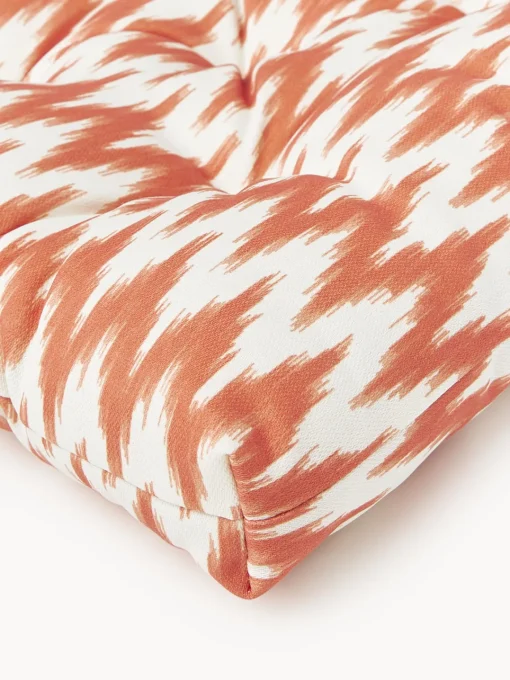 Cojines Para Sillas|Cojines Para Sillas De Jardín>Westwing Collection Cojín de asiento para exterior con estampado ikat Maillot Naranja, blanco Off White