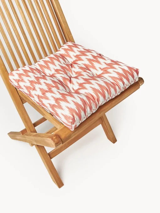 Cojines Para Sillas|Cojines Para Sillas De Jardín>Westwing Collection Cojín de asiento para exterior con estampado ikat Maillot Naranja, blanco Off White