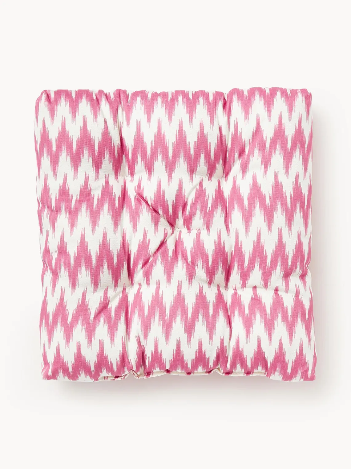 Mantas|Cojines Para Sillas>Westwing Collection Cojín de asiento para exterior con estampado ikat Maillot Rosa, blanco Off White