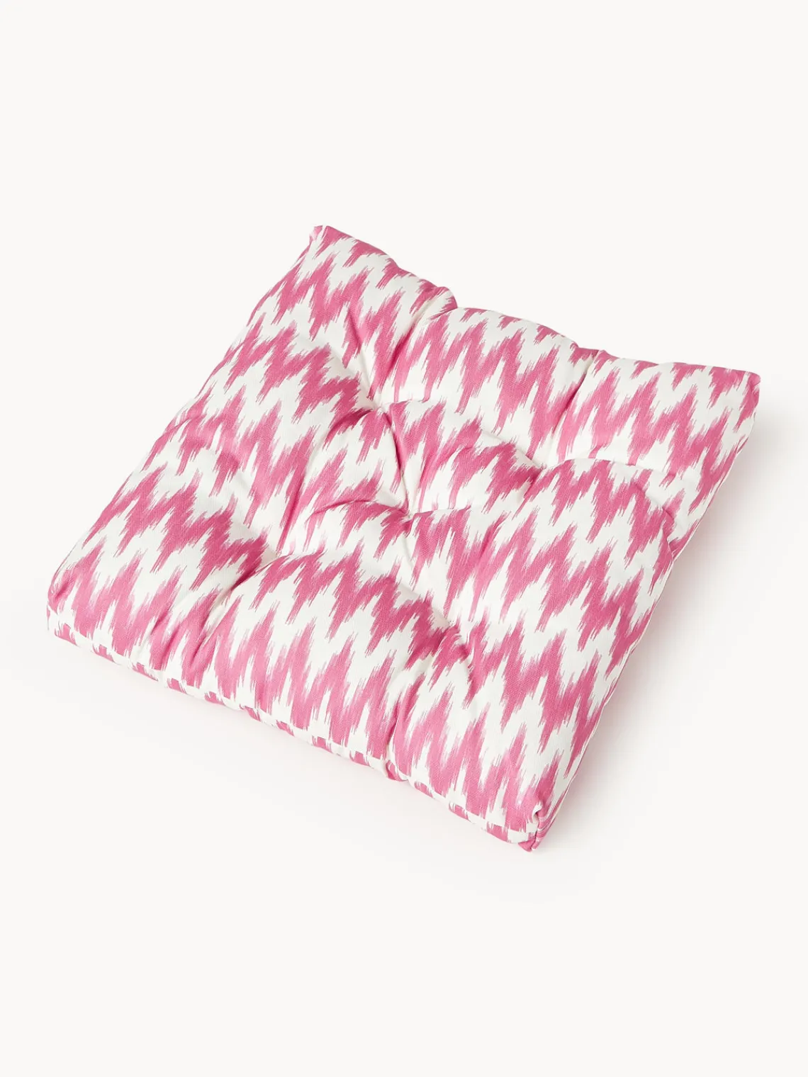 Mantas|Cojines Para Sillas>Westwing Collection Cojín de asiento para exterior con estampado ikat Maillot Rosa, blanco Off White