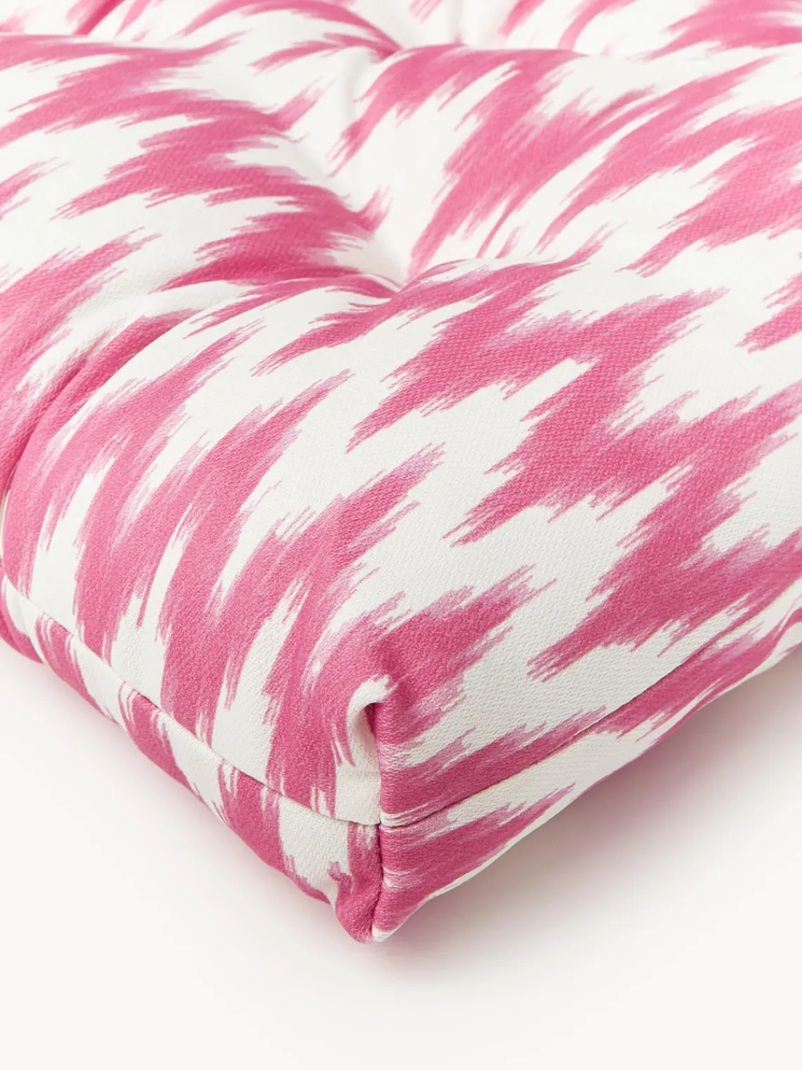 Mantas|Cojines Para Sillas>Westwing Collection Cojín de asiento para exterior con estampado ikat Maillot Rosa, blanco Off White
