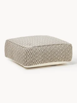 Mantas|Cojines Para Suelo Y Pufs>Westwing Collection Cojín de suelo para exterior con tejido estampado Suria Beige claro, blanco Off White