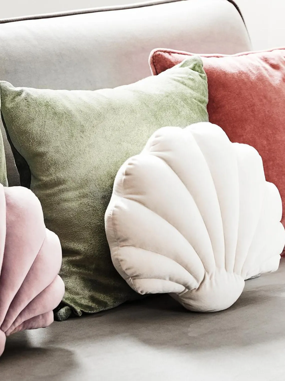 Cojín de terciopelo Shell Mantas|Cojines Decorativos