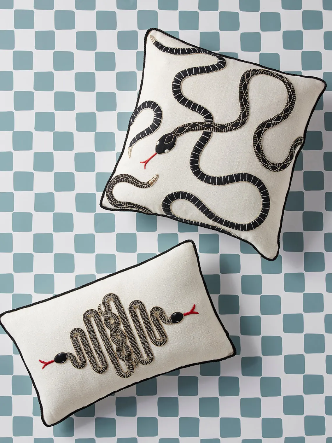 Cojines Decorativos|Mantas>Jonathan Adler Cojín decorativo de lino artesanal Snake