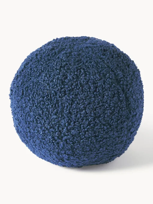 Cojines Decorativos|Mantas>Westwing Collection Cojín esférico de borreguillo Dotty Azul oscuro