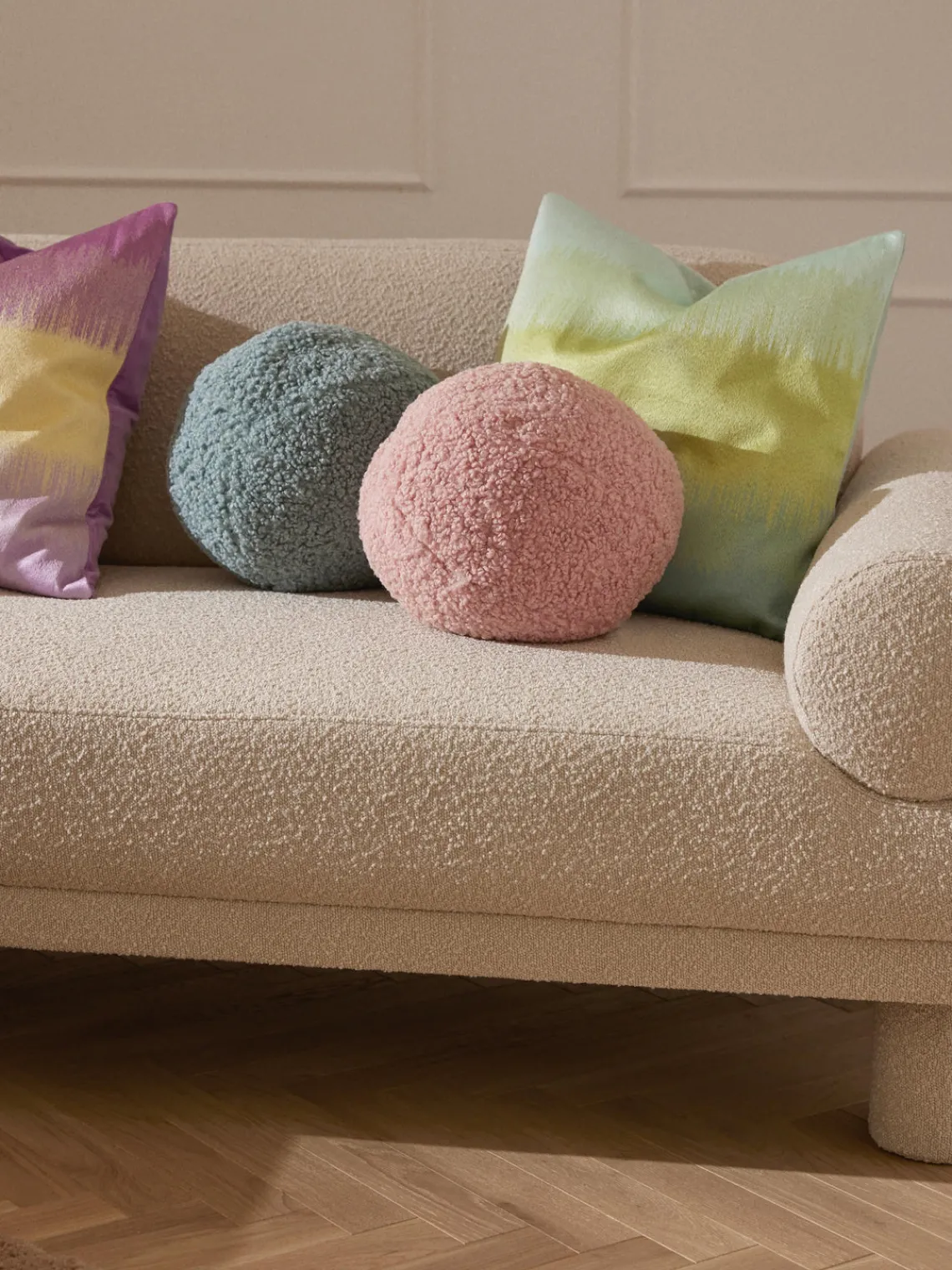 Mantas|Cojines Decorativos>Westwing Collection Cojín esférico de borreguillo Dotty Azul claro