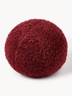 Mantas|Cojines Decorativos>Westwing Collection Cojín esférico de borreguillo Dotty Rojo vino