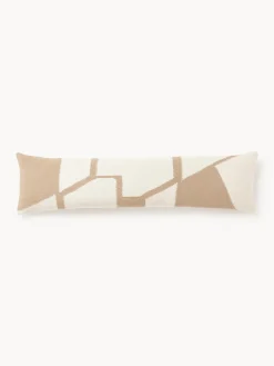 Cojines Decorativos|Mantas>Westwing Collection Cojín grande artesanal con motivos geométricos Asta Beige, beige claro