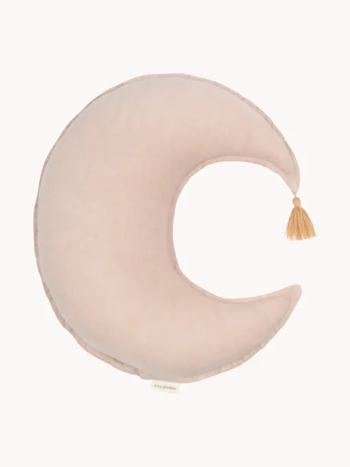 Decoración Infantil|Cojines Infantiles>Nobodinoz Cojín infantil de lino bordado L1N0 Melocotón, marrón claro