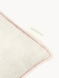 Decoración Infantil|Cojines Infantiles></noscript>Nobodinoz Cojín infantil de lino bordado L1N0 Beige claro, rojo