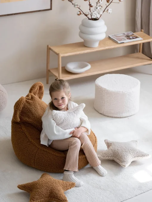 Decoración Infantil|Cojines Infantiles>Wigiwama Cojín peluche de borreguillo Star Beige claro