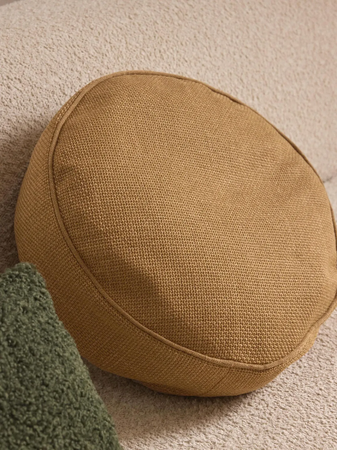 Cojines Decorativos|Mantas>Westwing Collection Cojín redondo decorativo con ribete Aya Amarillo mostaza