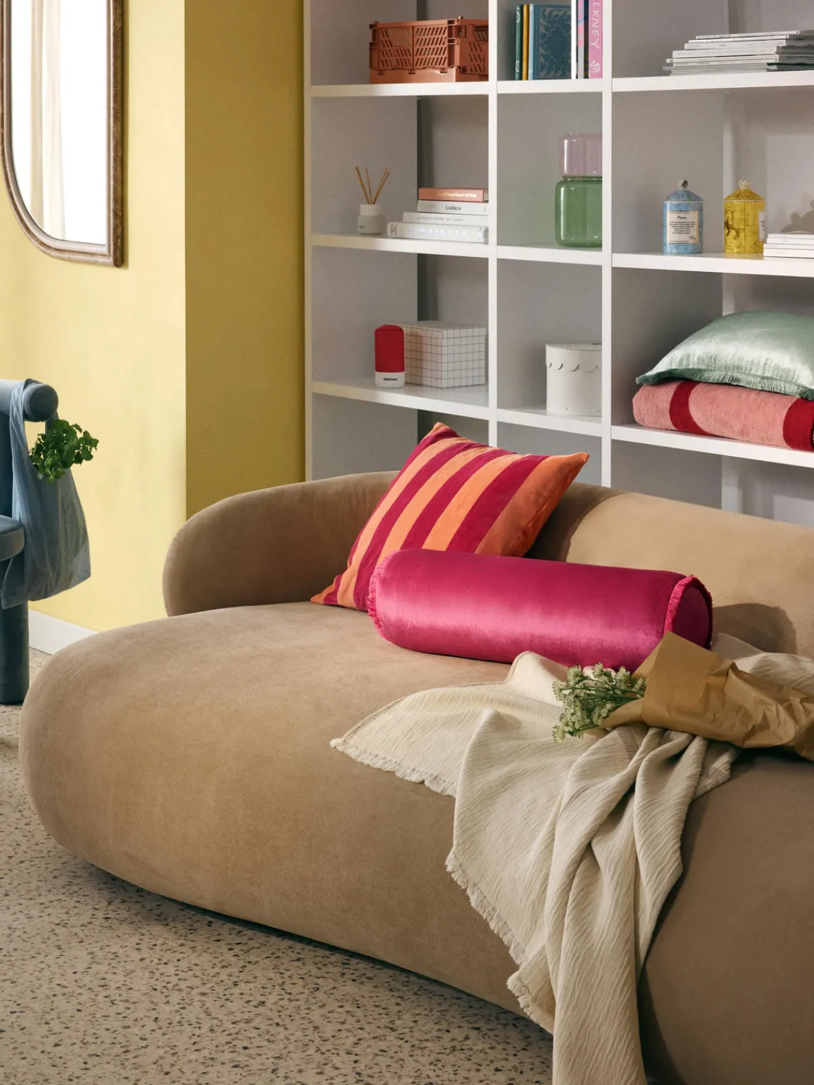 Mantas|Cojines Decorativos>Westwing Collection Cojín rulo co flecos Nikita Rosa