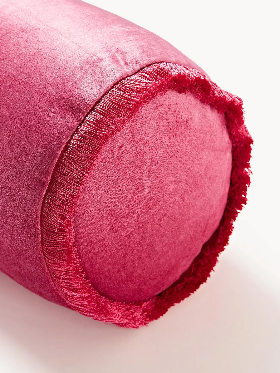 Mantas|Cojines Decorativos>Westwing Collection Cojín rulo co flecos Nikita Rosa