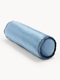 Mantas|Cojines Decorativos>Westwing Collection Cojín rulo co flecos Nikita Azul claro