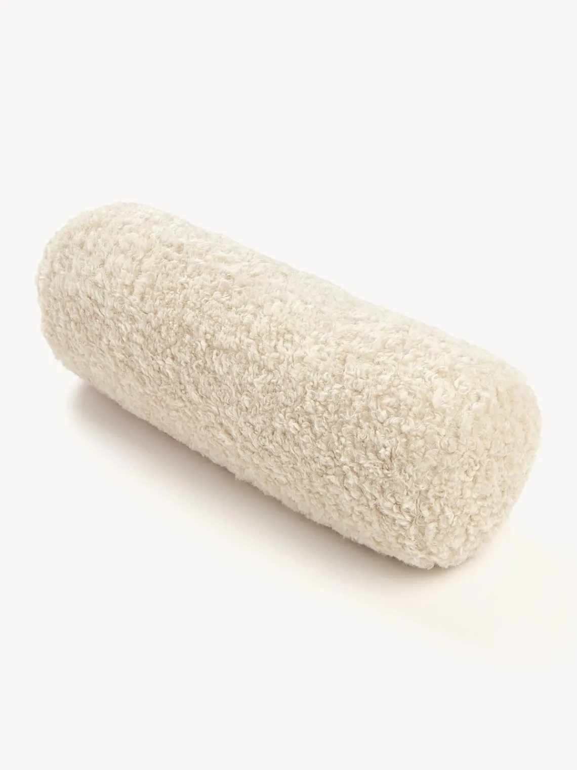 Mantas|Cojines Decorativos>Westwing Collection Cojín rulo de borreguillo Dotty Blanco crema