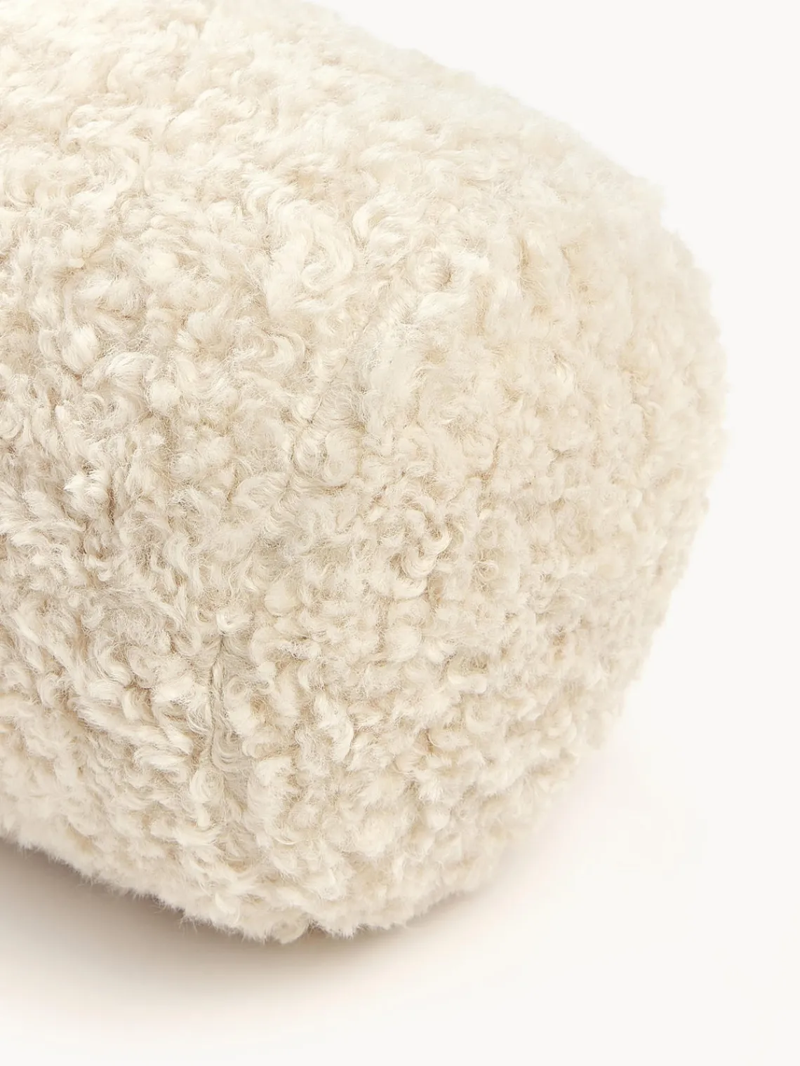 Mantas|Cojines Decorativos>Westwing Collection Cojín rulo de borreguillo Dotty Blanco crema