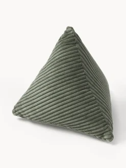Cojines Decorativos|Mantas>Westwing Collection Cojín triangular de pana Kylen Verde oliva