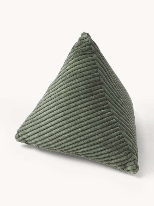 Cojines Decorativos|Mantas>Westwing Collection Cojín triangular de pana Kylen Verde oliva