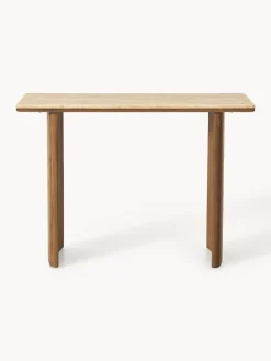 Consola de madera de roble con tablero de travertino Chandler Mesas Consola|Consolas