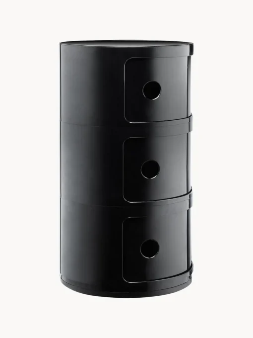 Cajoneras|Mesas Auxiliares>Kartell Contenedor de diseño Componibili, 3 módulos Negro brillante