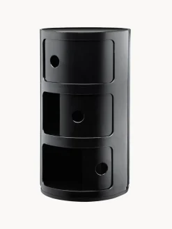 Cajoneras|Mesas Auxiliares></noscript>Kartell Contenedor de diseño Componibili, 3 módulos Negro brillante