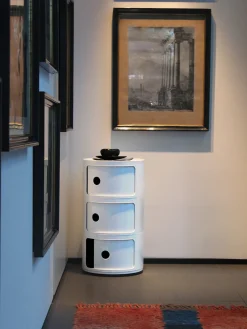 Cajoneras|Mesas Auxiliares></noscript>Kartell Contenedor de diseño Componibili, 3 módulos Blanco brillante