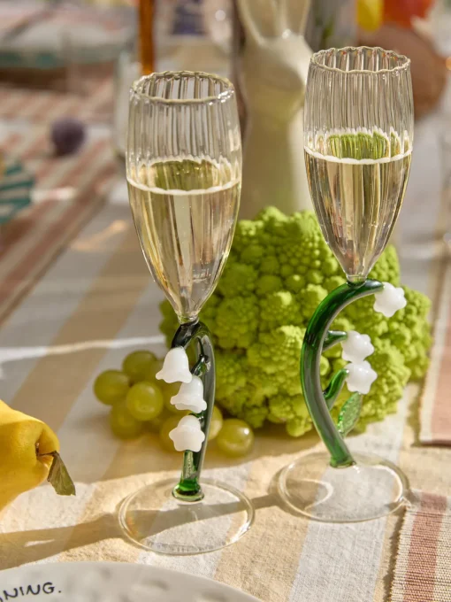 Copas De Champagne|Vajillas Completas>ICHENDORF Copa flauta de champán Botanica Transparente, verde, blanco