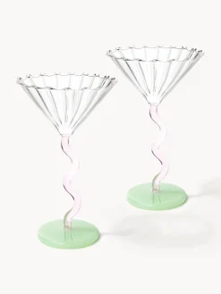Copas De Cóctel|Vajillas Completas></noscript>&k Amsterdam Copas de cóctel de vidrio de borosilicato Curve, 2 uds. Transparente, lila, verde claro