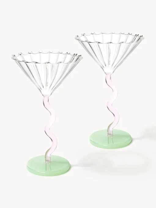 Copas De Cóctel|Vajillas Completas>&k Amsterdam Copas de cóctel de vidrio de borosilicato Curve, 2 uds. Transparente, lila, verde claro