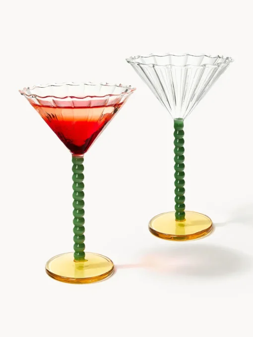 Copas De Cóctel|Vajillas Completas>&k Amsterdam Copas de cóctel de vidrio de borosilicato Perle, 2 uds. Transparente, verde oscuro, naranja