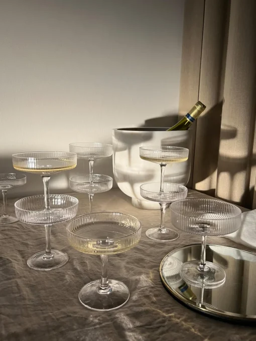 Copas De Champagne|Vajillas Completas>Ferm Living Copas de champán sopladas con relieves Ripple Transparente brillante