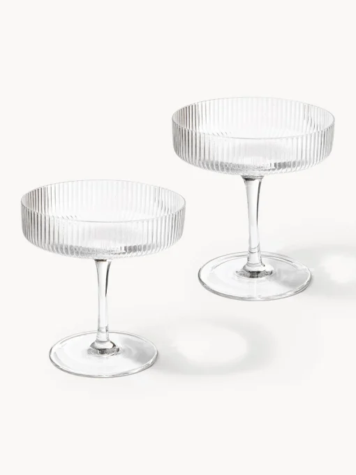 Copas De Champagne|Vajillas Completas>Ferm Living Copas de champán sopladas con relieves Ripple Transparente brillante