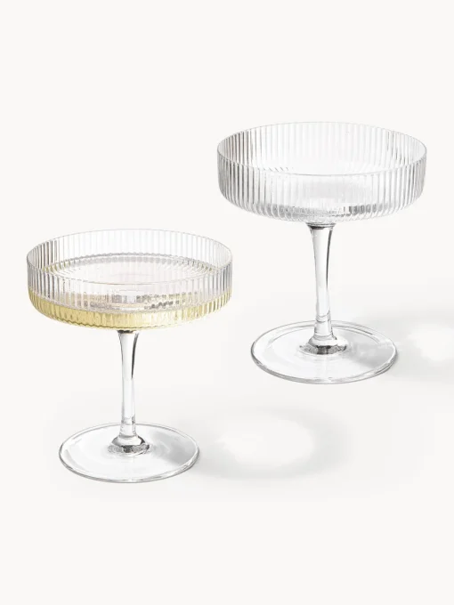 Copas De Champagne|Vajillas Completas>Ferm Living Copas de champán sopladas con relieves Ripple Transparente brillante