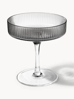 Copas De Champagne|Vajillas Completas>Ferm Living Copas de champán sopladas con relieves Ripple Gris transparente brillante