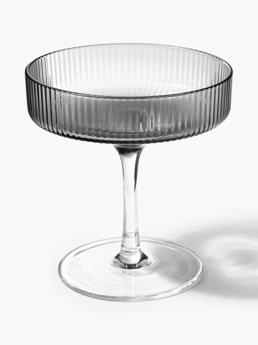 Copas De Champagne|Vajillas Completas>Ferm Living Copas de champán sopladas con relieves Ripple Gris transparente brillante