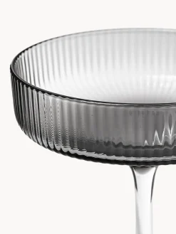 Copas De Champagne|Vajillas Completas></noscript>Ferm Living Copas de champán sopladas con relieves Ripple Gris transparente brillante