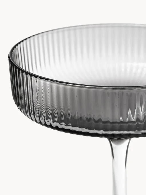 Copas De Champagne|Vajillas Completas>Ferm Living Copas de champán sopladas con relieves Ripple Gris transparente brillante