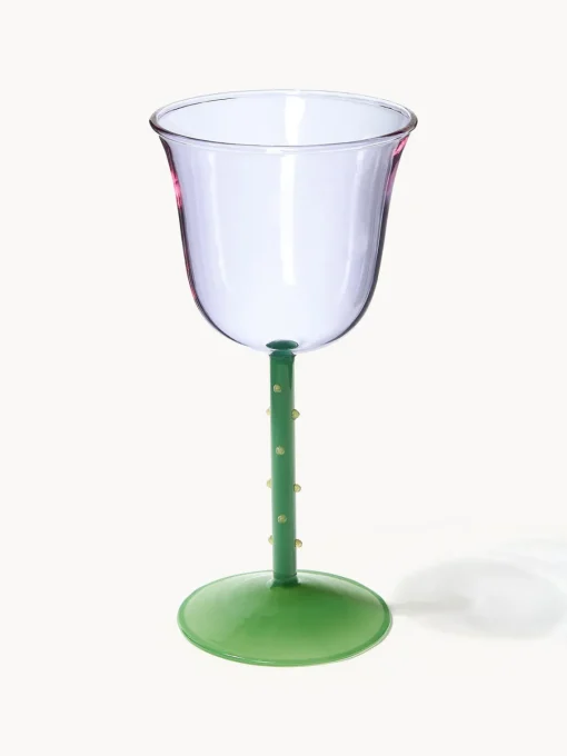 New Copas de vino artesanales de vidrio borosilicato Dot, 2 uds. Copas De Vino|Vajillas Completas