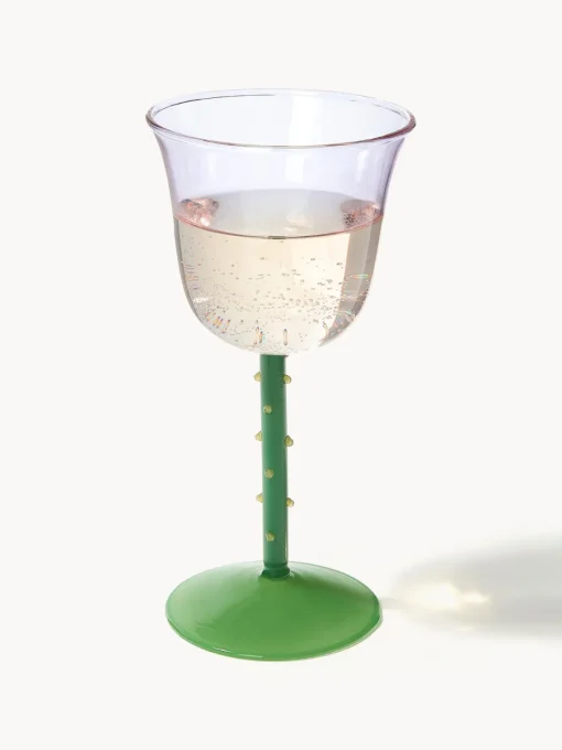 New Copas de vino artesanales de vidrio borosilicato Dot, 2 uds. Copas De Vino|Vajillas Completas