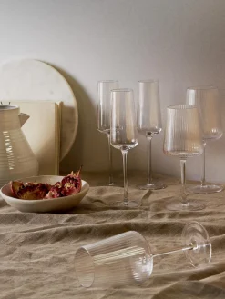 Clearance Copas de vino blanco artesanales con relieves Cami, 4 uds. Copas De Vino|Vajillas Completas