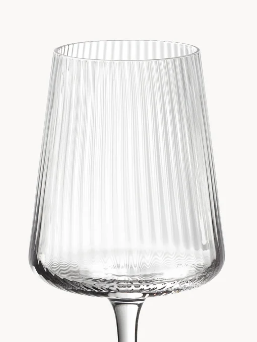 Clearance Copas de vino blanco artesanales con relieves Cami, 4 uds. Copas De Vino|Vajillas Completas