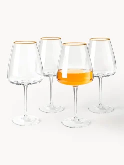 Copas De Vino|Vajillas Completas></noscript>Westwing Collection Copas de vino blanco de vidrio soplado Ellery, 4 uds. Transparente con borde dorado