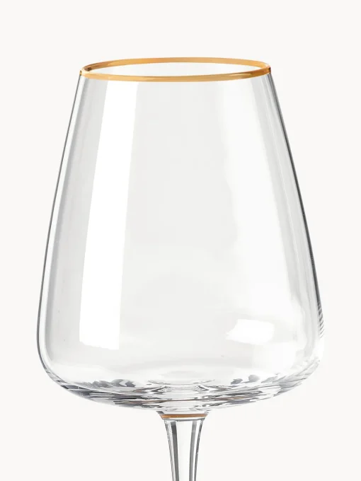 Copas De Vino|Vajillas Completas>Westwing Collection Copas de vino blanco de vidrio soplado Ellery, 4 uds. Transparente con borde dorado