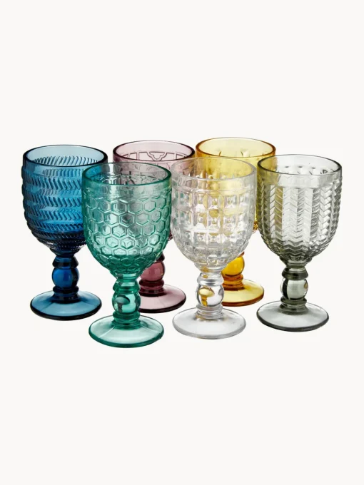 Copas De Vino|Vajillas Completas>Villa D'Este Home Tivoli Copas de vino con relieves Geometrie, 6 uds.