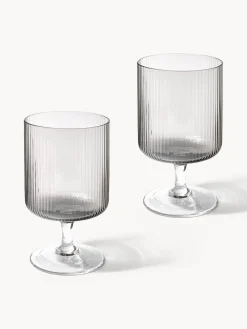 Copas De Vino|Vajillas Completas></noscript>Ferm Living Copas de vino sopladas con relieves Ripple, 2 uds. Gris transparente brillante