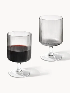 Copas De Vino|Vajillas Completas></noscript>Ferm Living Copas de vino sopladas con relieves Ripple, 2 uds. Gris transparente brillante