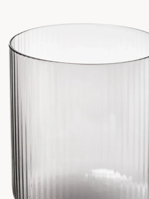 Copas De Vino|Vajillas Completas>Ferm Living Copas de vino sopladas con relieves Ripple, 2 uds. Gris transparente brillante